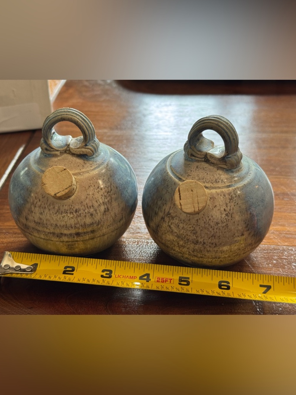 Artisan Ceramic Salt and Pepper Shaker Set - Blue Glaze - Picture 7 of 8